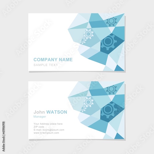 Modern business card with flat abstract triangle pattern, vector