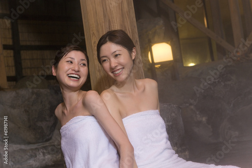 woman enjoying hot spring