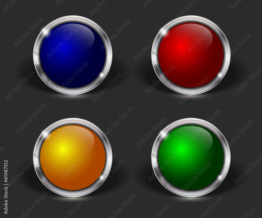 Vector web buttons with metallic border Vector web buttons with metallic border