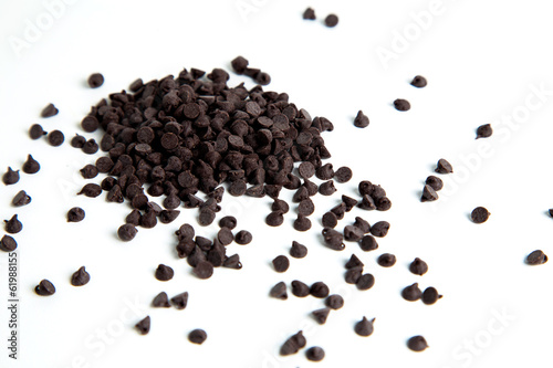 Chocolate chips, isolaed on white background