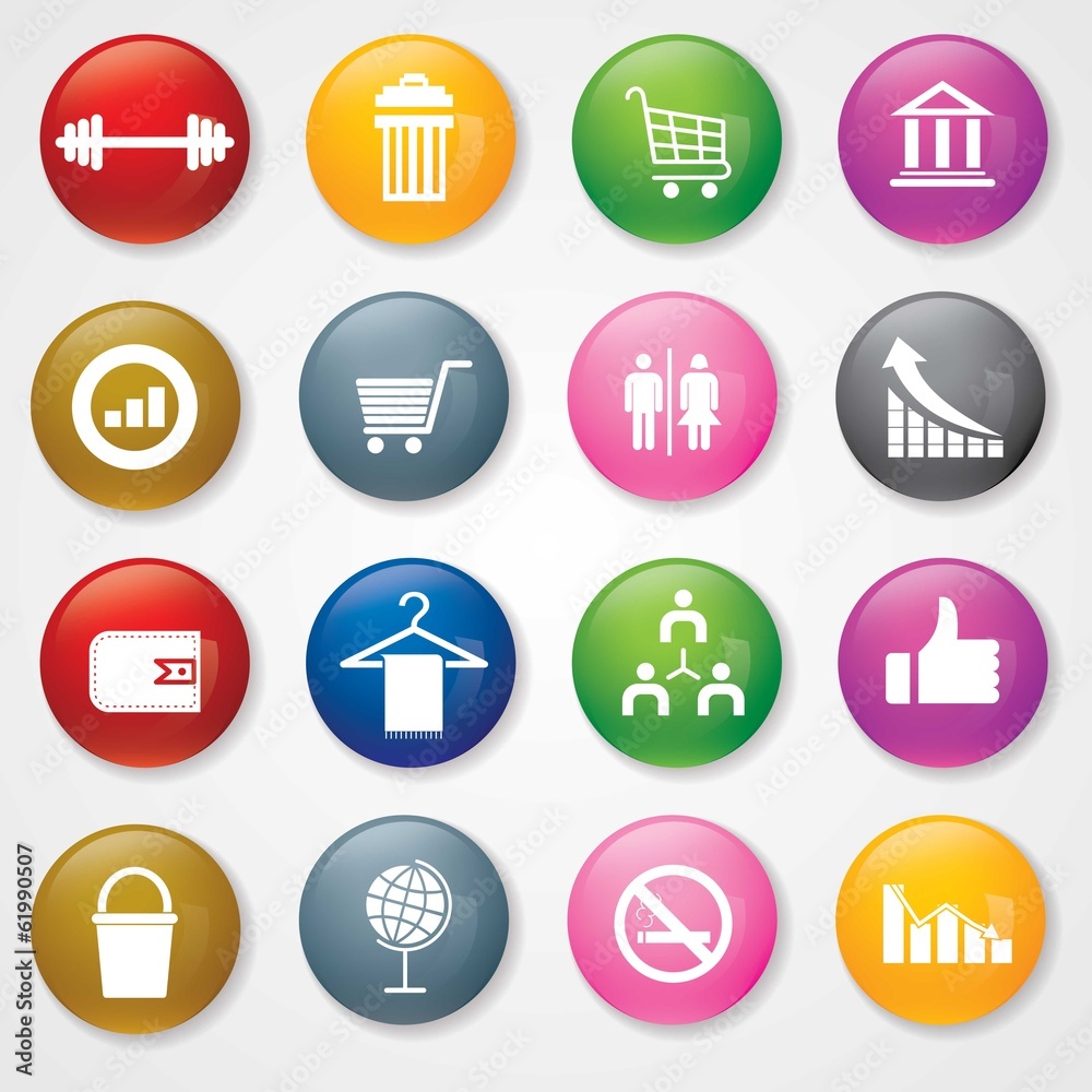 Web and Mobile Icons On 3D Buttons. Eps-10. Web and Mobile Icons On 3D Buttons. Eps-10.