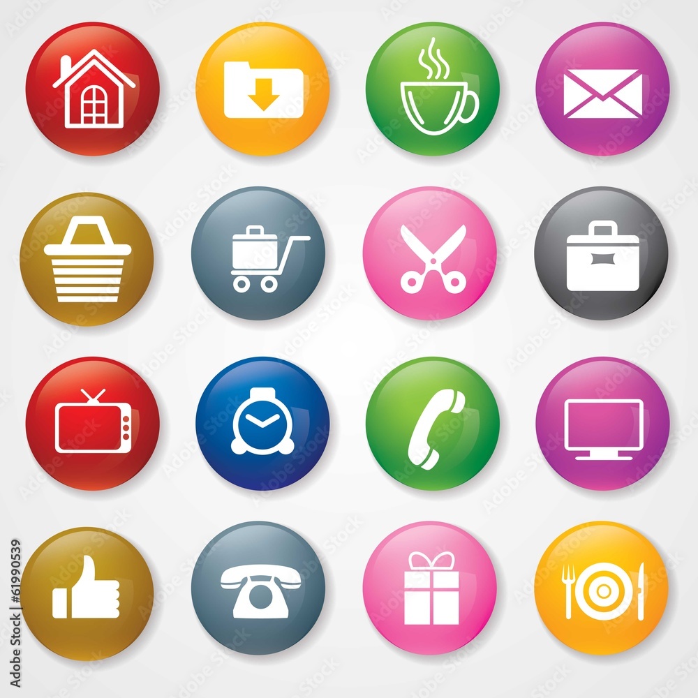 Web and Mobile Icons On 3D Buttons. Eps-10. Web and Mobile Icons On 3D Buttons. Eps-10.