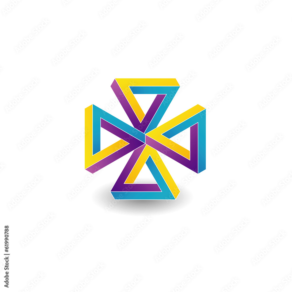 Four penrose triangles optical illusion- Business logo Four penrose triangles optical illusion- Business logo