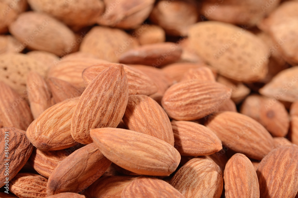 Heap of almonds close up Heap of almonds close up