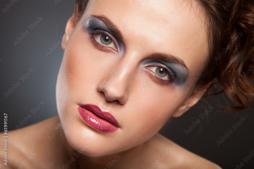 Fototapeta premium Sexy Beauty Girl with Red Lips. Provocative Make up