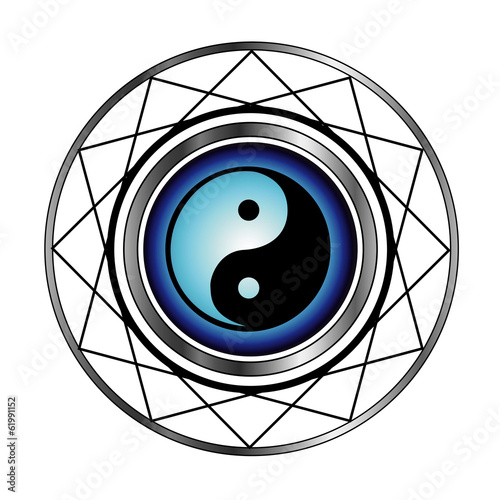 Ying Yang symbol with blue glow