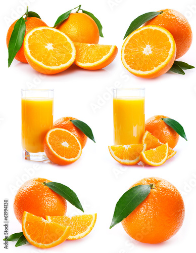 Collection of orange with juice
