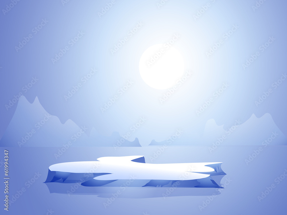 Iceberg at Night & Moon-Vector