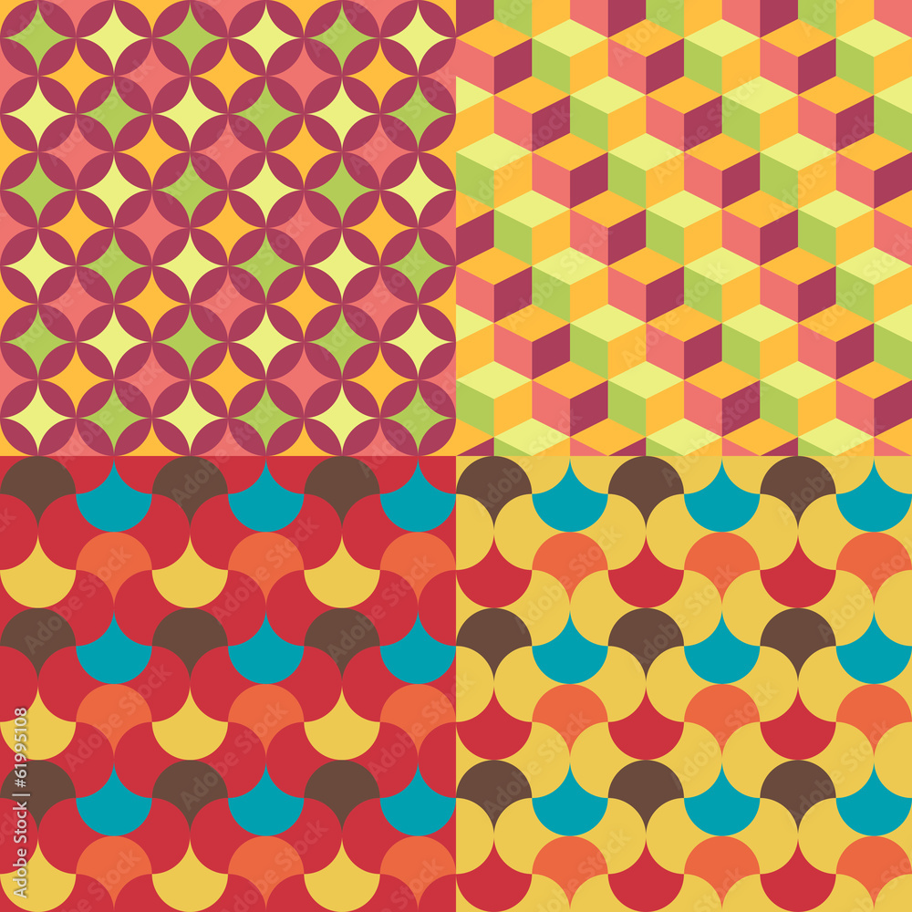 set of abstract retro geometric pattern