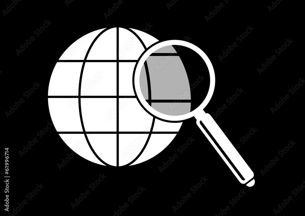 Globe and magnifier Globe and magnifier