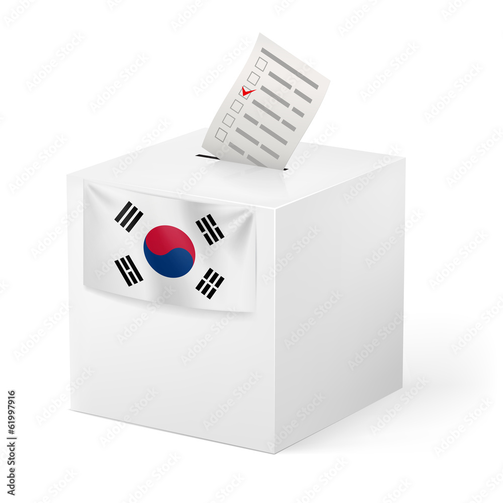Ballot box with voicing paper. South Korea Ballot box with voicing paper. South Korea