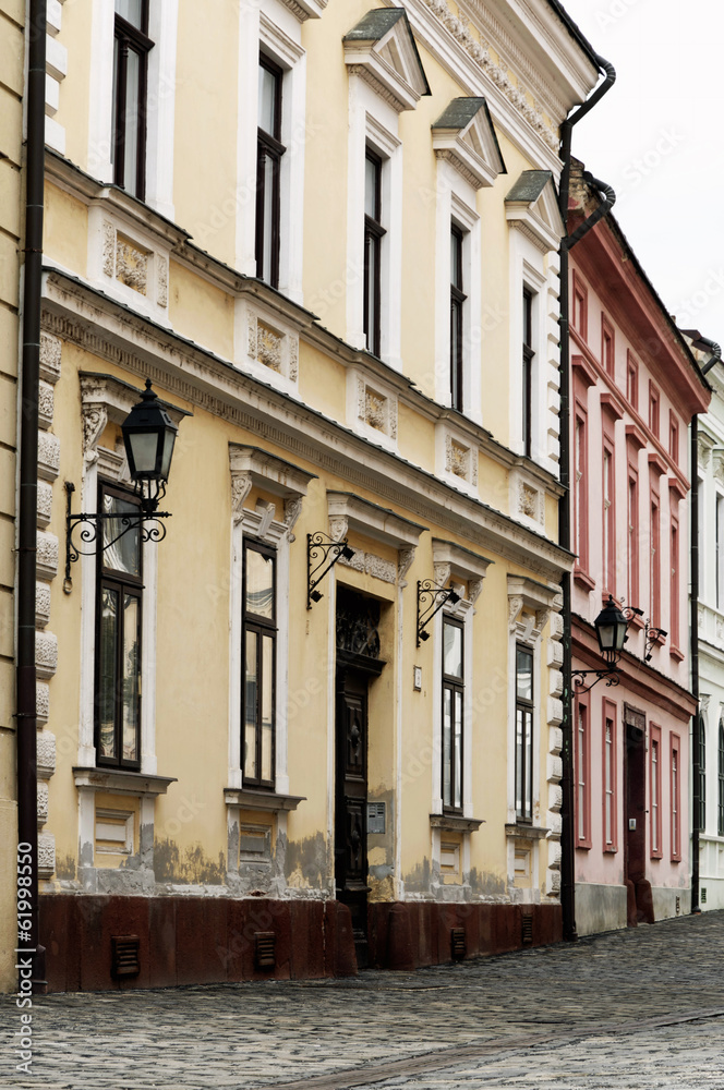 Detail of the old town street in Veszprem, Hungary