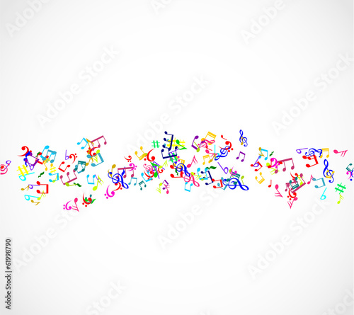 Colorful music notes background vector