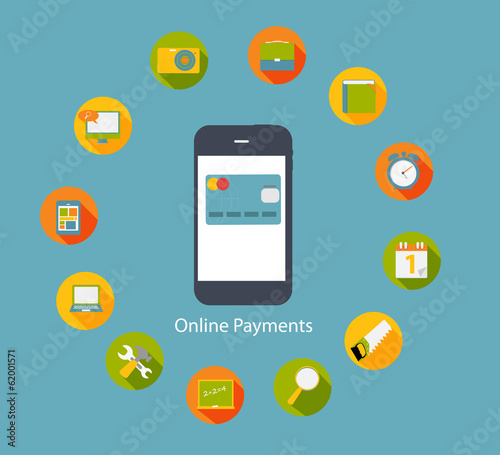 Online Payments Flat Concept Vector Illustration