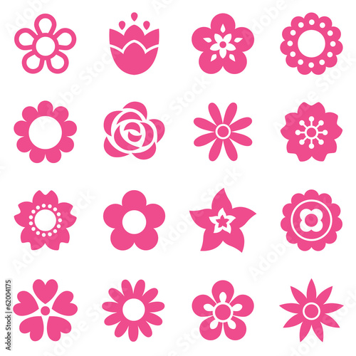 set of simple flat flower icons