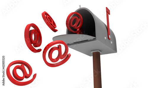 Cassetta delle lettere email su bianco