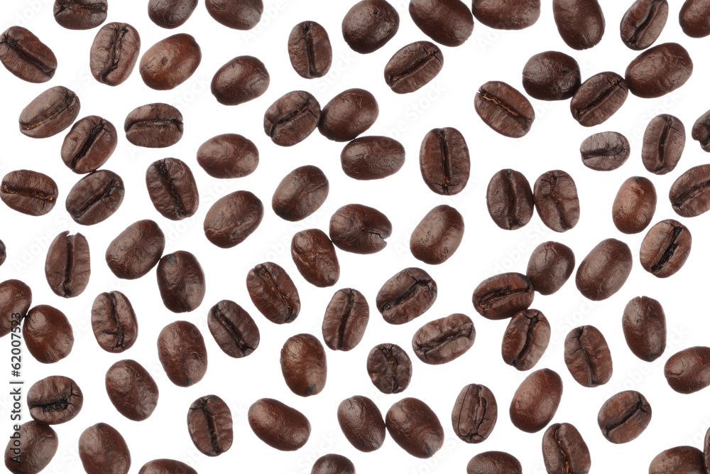 Coffee beans isolated on white background close up Coffee beans isolated on white background close up
