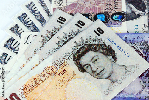 Background of English pound notes 
