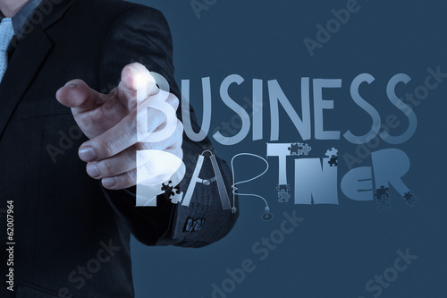 business man hand drawing web content grahic word diagram as con