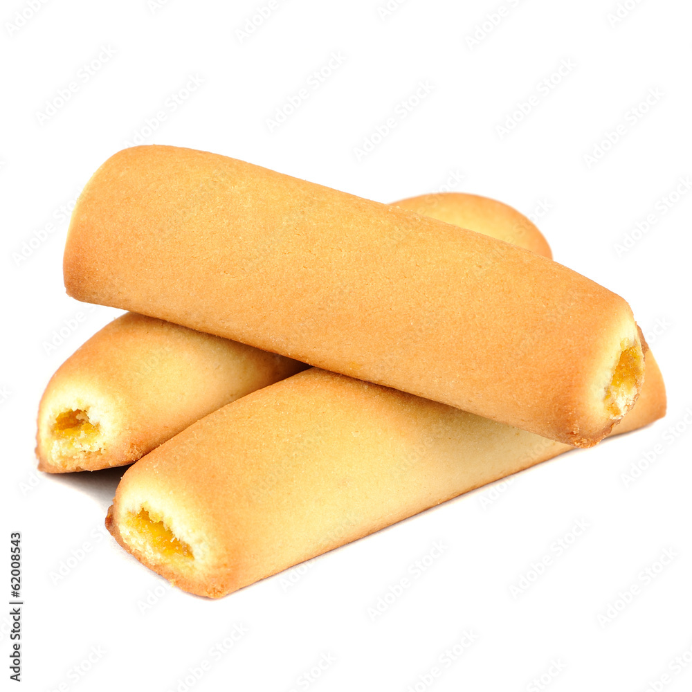 Cookies with Apricot Jam Filling Isolated on White Background Cookies with Apricot Jam Filling Isolated on White Background