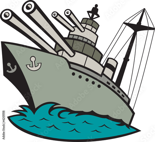World War Two Battleship Cartoon