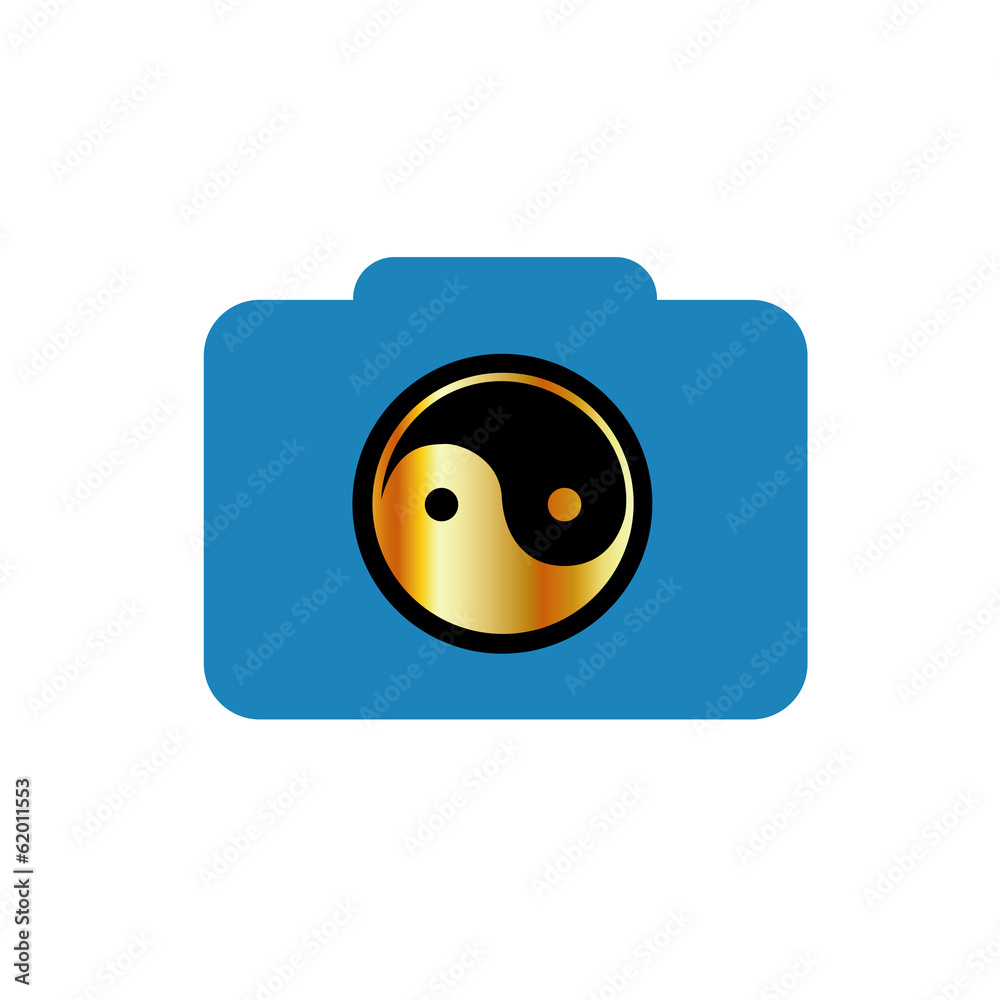 Photography logo- digital camera with ying yang symbol Photography logo- digital camera with ying yang symbol