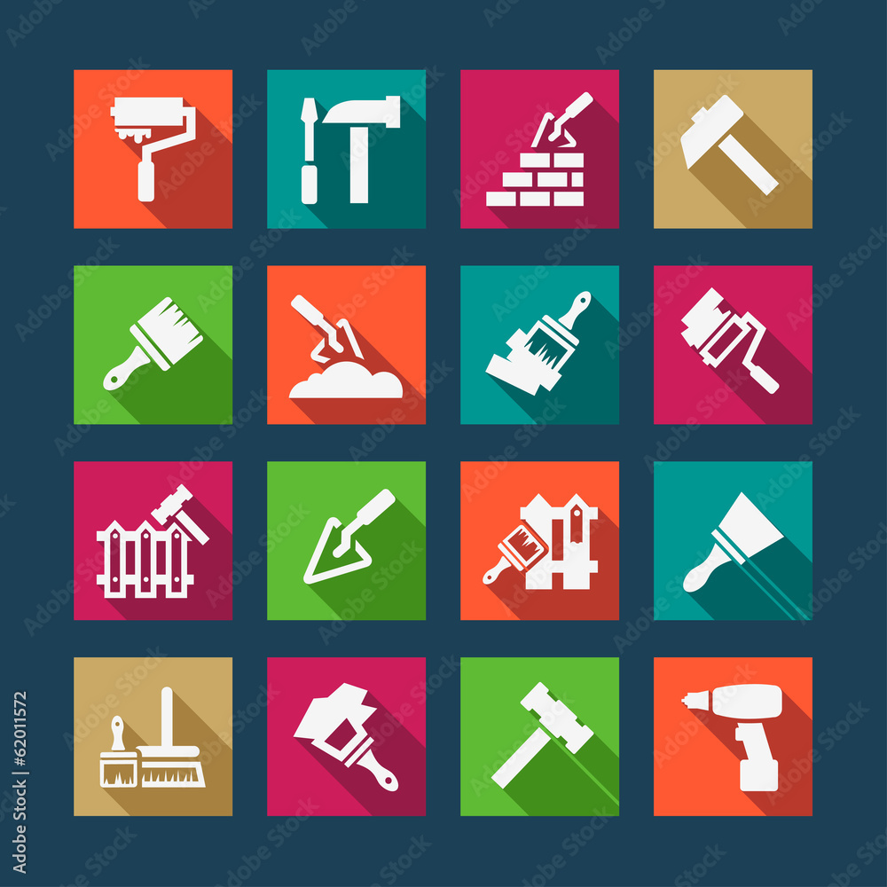 flat construction and repair icons