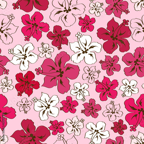 Floral seamless pattern of Hawaiian hibiscus © Annykos