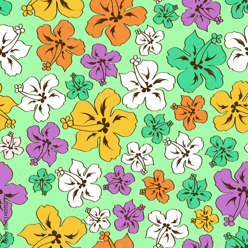 Floral seamless pattern of Hawaiian hibiscus