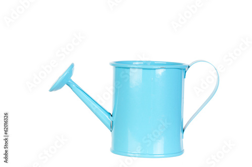 Blue watering can on a white background