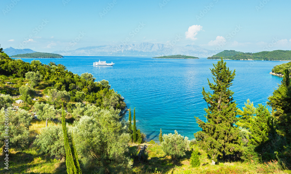 Naklejka premium Lefkada coast summer landscape (Greece)