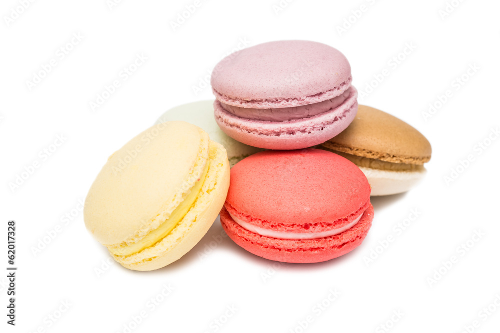 Traditional Colored French Macaroons Isolated On White Traditional Colored French Macaroons Isolated On White