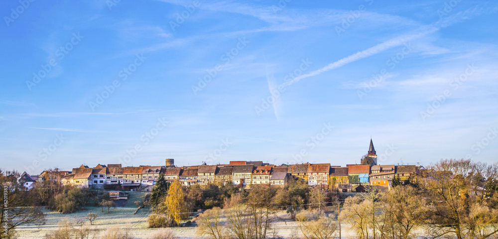Fototapeta premium village of Walsdorf, part of Idstein with famous old barn front