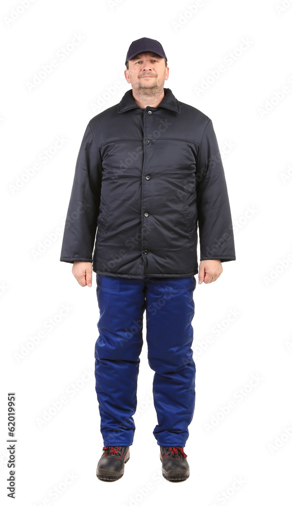 Worker in winter workwear. Worker in winter workwear.