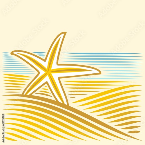Sea landscape with seastar