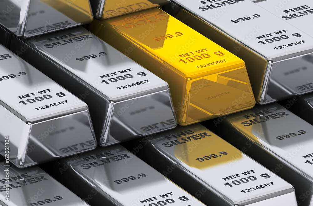 Gold and silver bars Gold and silver bars