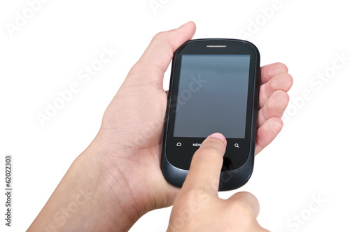 Touching mobile phone screen with clipping paths