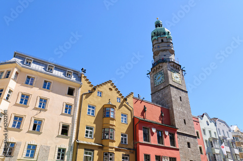 The Stadtturm and Cityscape of Innsbruck in Austria