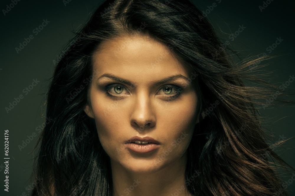 Seductive brunette woman with long hair Seductive brunette woman with long hair