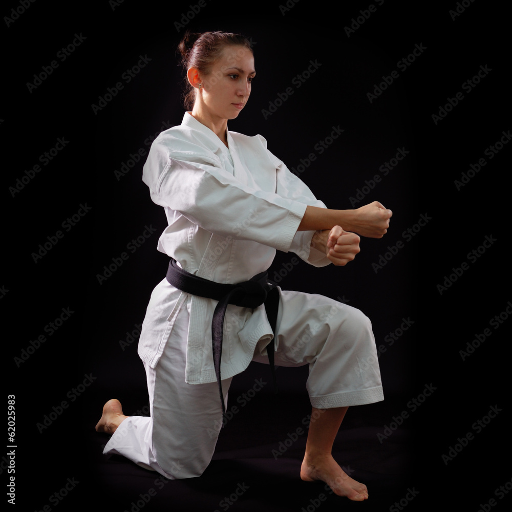 karate girl with black belt posing, champion of the world, on bl karate girl with black belt posing, champion of the world, on bl