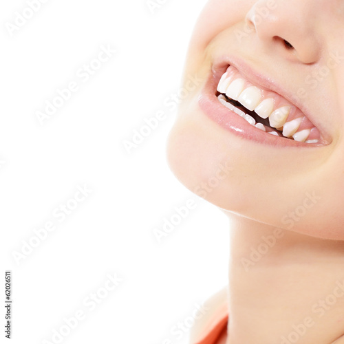 Beautiful smile of young fresh woman with great healthy white te