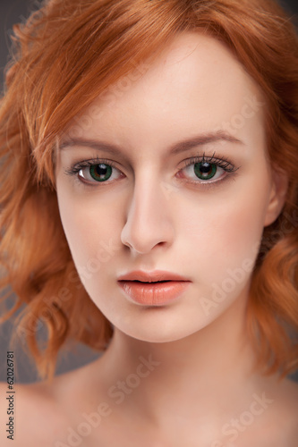 Red Hair. Fashion Woman Portrait. Beauty Model Girl 