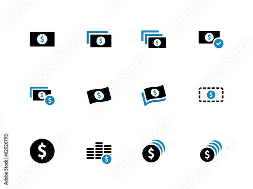 Dollar Banknote duotone icons on white background.