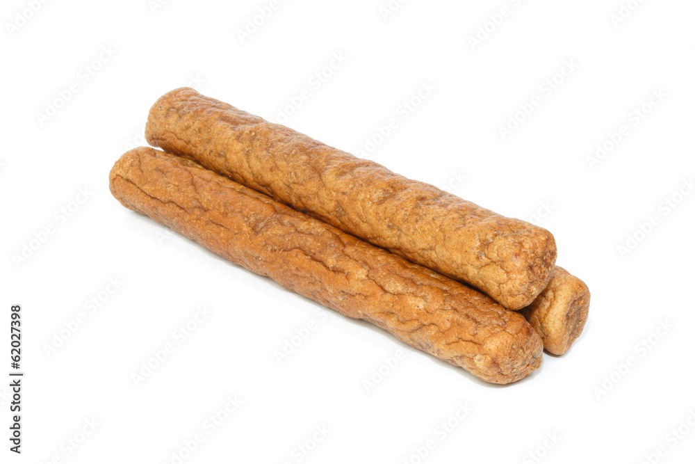 Three frikandellen, a Dutch fast food snack Three frikandellen, a Dutch fast food snack
