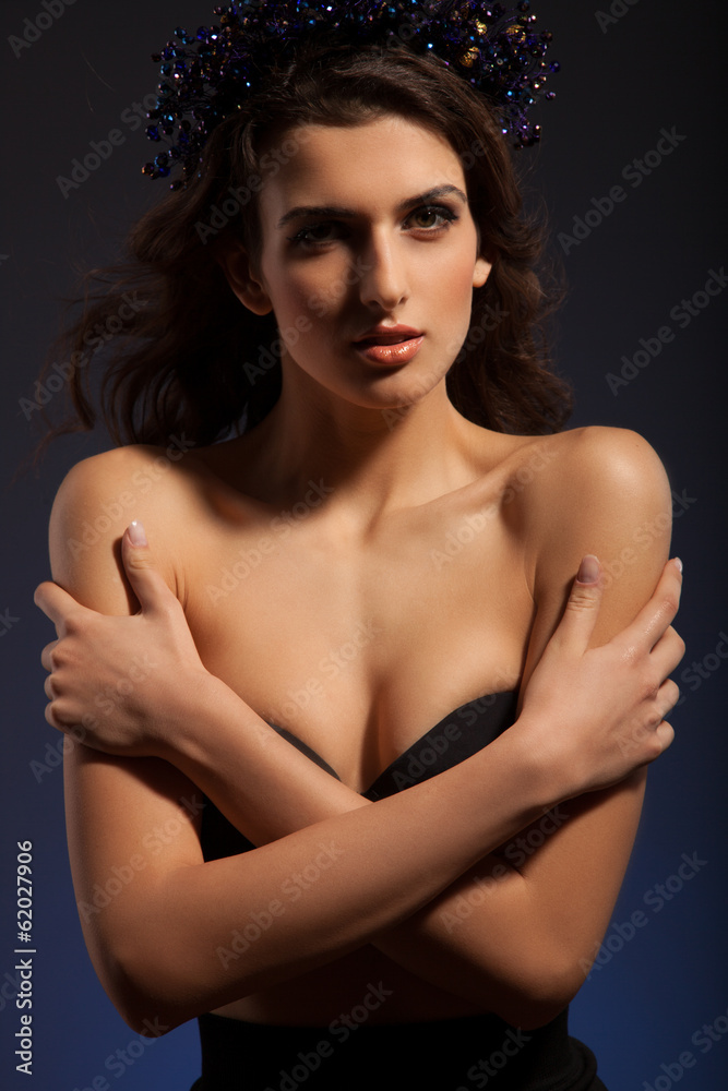 Beautiful Brunette Girl. Healthy Long Hair and perfect Makeup 