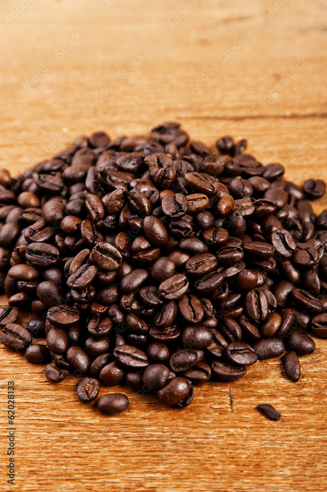 fresh coffee beans on white space