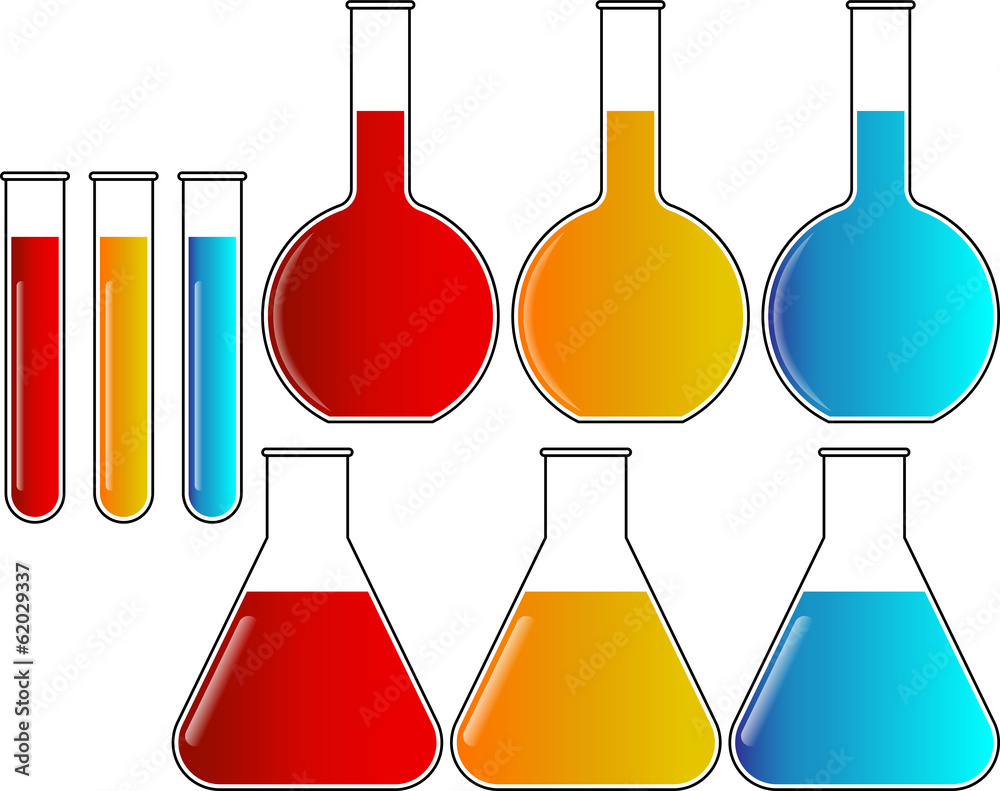 Chemestry Flasks Beakers Test Tubes Set Vector eps10 Stock Vector Adobe Stock
