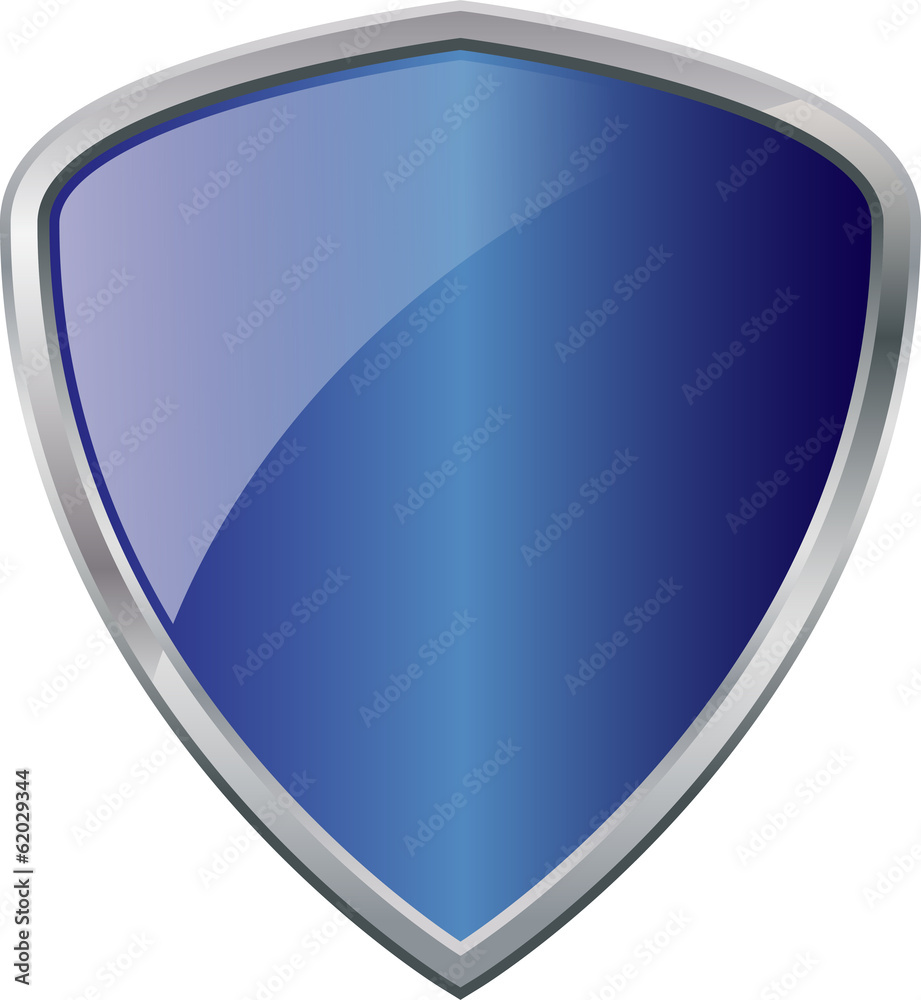 Glossy Shiny Shield Blue with Silver Border Vector Drawing eps10 Glossy Shiny Shield Blue with Silver Border Vector Drawing eps10