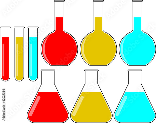 Chemestry Flasks Beakers Test Tubes Set Vector eps10