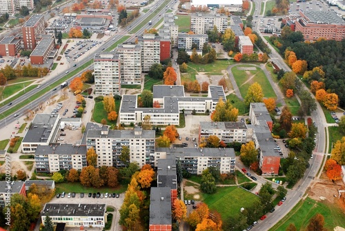 Vilnius city aerial view - Lithuanian capital bird eye view photo